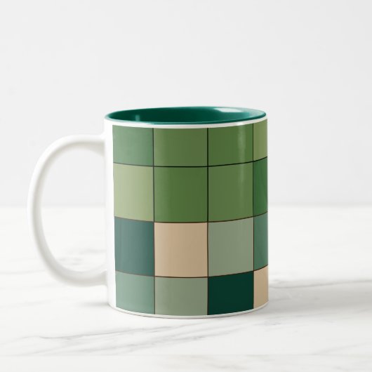 Groen geruit tweekleurige koffiemok (Links)