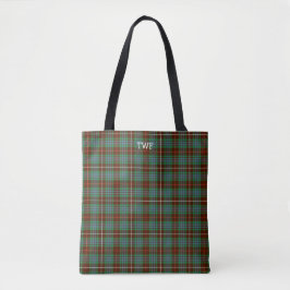 Groen geruite Fraser Jacht Tartan Monogram Tote Bag