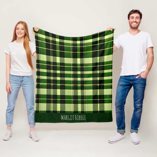 Groen geruite Mesh Brits geometrisch patroon Fleece Deken (In situ)