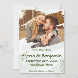 Groen gescheurde foto save the date