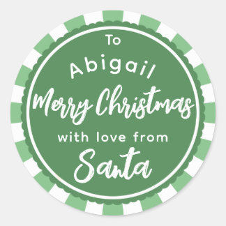 Groen gestreept van de kerstcadeausticker ronde sticker