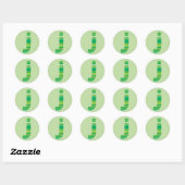 Groen gestreepte monogram - letter J Ronde Sticker (Vel)