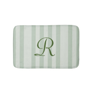 Groen gestreepte monogram pluche badmat
