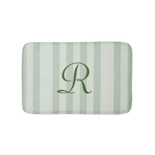 Groen gestreepte monogram pluche badmat (Voorkant)