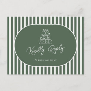 Groen gestreepte preppy huwelijkslied verzoek RSVP Briefkaart