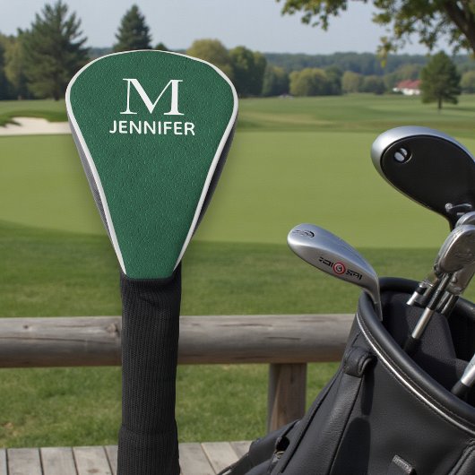 Groen gestructureerd lederen monogram gepersonalis golfheadcover