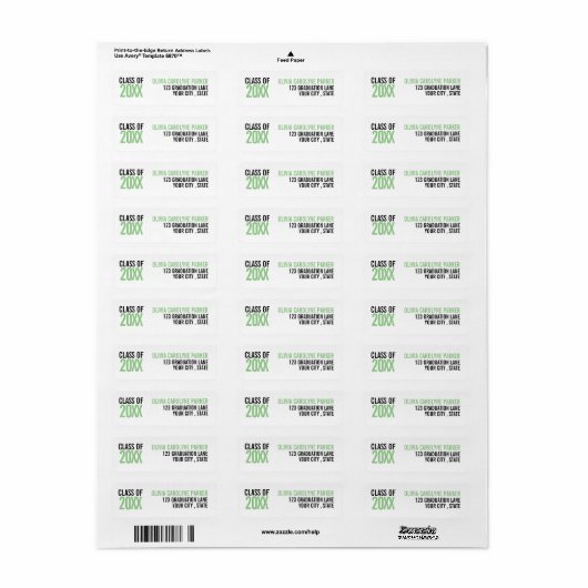 Groen gewaagd afstuderen aangepast JAAR Etiket (Full Sheet)