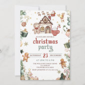 Groen Gingerbread House Kerstkoekjesfeest Kaart (Voorkant)