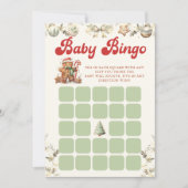 Groen Gingerbread Kerst Baby shower Bingo Spel Kaart (Voorkant)