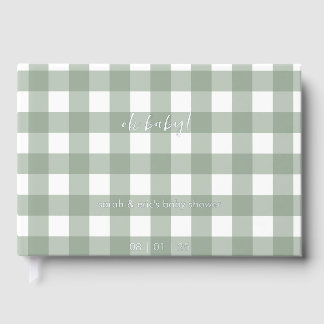 Groen Gingham Baby Shower Gastboek Gastenboek