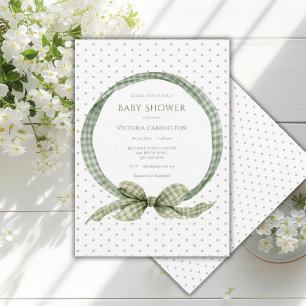 Groen Gingham Lint Frame Vintage  Kaart