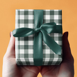 Groen Gingham Streeppatroon Aangepaste Feestdagen Cadeaupapier