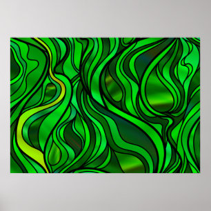 Groen Glas in lood Abstract Poster