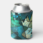 Groen Glas in lood Effect Abstracte Doodle Art Blikjeskoeler (Blikje Voorkant)