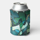 Groen Glas in lood Effect Abstracte Doodle Art Blikjeskoeler (Blikje Achterkant)
