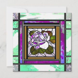 Groen Glas in lood Roze Deco Roos Kaart
