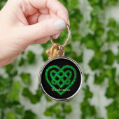 Groen Glitter Celtic Heart Knot Sleutelhanger (Hand)