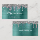 Groen glitter haar en make-up stylist visitekaartje (Voorkant / Achterkant)