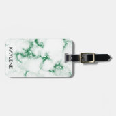 Groen Glitter Marmer Gepersonaliseerd Bagagelabel (Voorkant horizontaal)