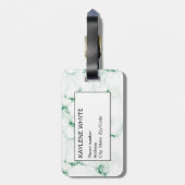 Groen Glitter Marmer Gepersonaliseerd Bagagelabel (Achterkant verticaal)
