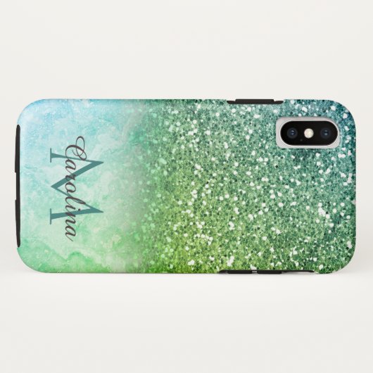 Groen glitter, marmer, persoonlijk Case-Mate iPhone case (Achterkant (horizontaal))