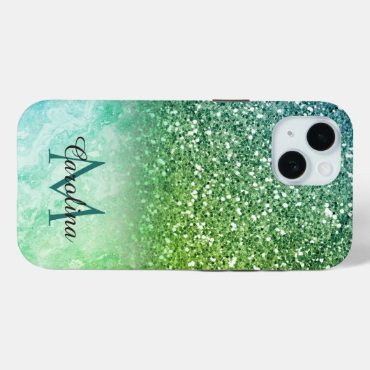 Groen glitter, marmer, persoonlijk Case-Mate iPhone case (Achterkant (horizontaal))