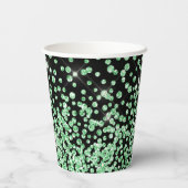 Groen glitter print faux glanzend confetti sprinkl papieren bekers (Achterkant)