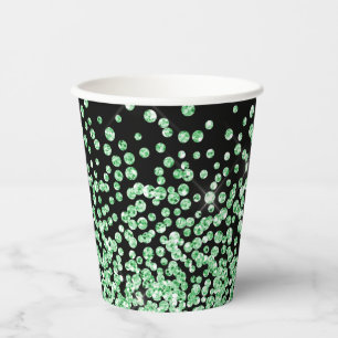 Groen glitter print faux glanzend confetti sprinkl papieren bekers