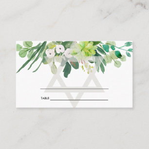 GROEN GOLD FOLIAGE WREATH STAR BAR BAT MITZVAH PLAATSKAARTJE