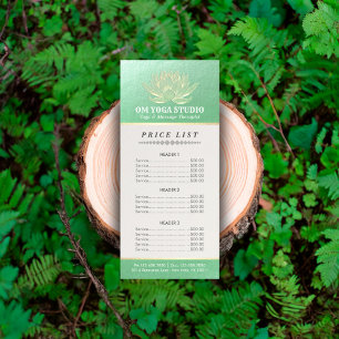 Groen Gold Lotus YOGA Reiki Instructor Prijslijst Reclamekaart