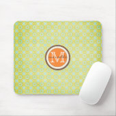 Groen Gold Pattern Achtergrond Oranje Monogram Muismat (Met muis)