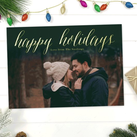 Groen + Gold Prettige feestdagen fotokaarten