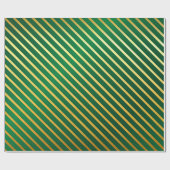 Groen Gold Striped Wrapping Paper Cadeaupapier (Vlak)