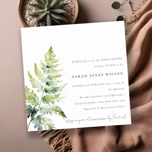 GROEN GOLD WATERVERF FERN FOLIAGE VRIJGEZELLENFEES KAART
