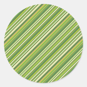 Groen Gold White Diagonal Stripe Ronde Sticker
