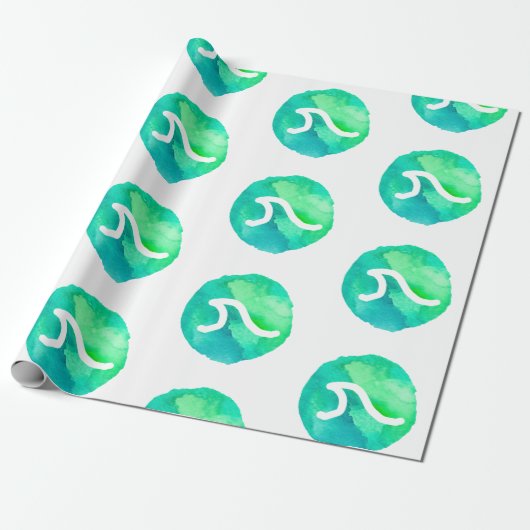 Groen golfpatroon cadeaupapier (Uitgerold)