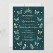 Groen Goud 15 Verjaardag Tiara Butterfly Mis Quinc Kaart (Voorkant)