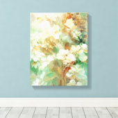 Groen & Goud Abstract Bloemen Canvas Muurkunst (Insitu (Houten vloer))