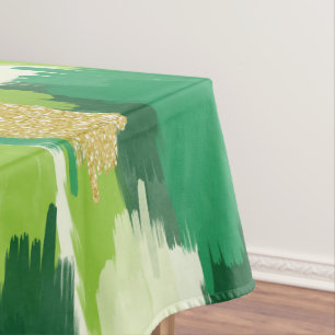 Groen Goud Abstract Penseelstreken Patroon Tafelkleed