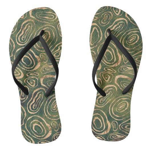 Groen goud abstract  teenslippers (Voetbed)