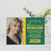 Groen & Goud Afstuderen 2 Fotoaankondiging Kaart (Staand voorkant)