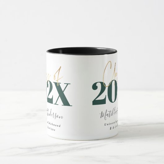 groen goud afstuderen elegant script moderne mok (Midden)