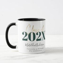 groen goud afstuderen elegant script moderne mok