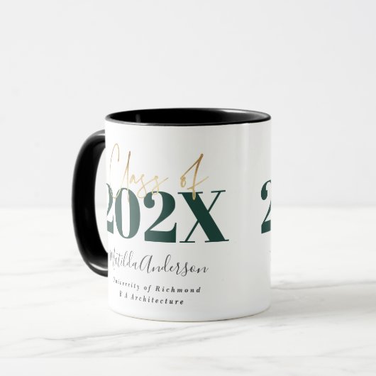 groen goud afstuderen elegant script moderne mok (Voorkant links)