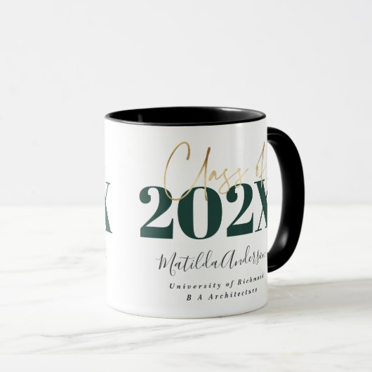 groen goud afstuderen elegant script moderne mok (Voorkant rechts)