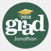 Groen Goud Afstuderen Vet Typografie Modern Ronde Sticker (Voorkant)