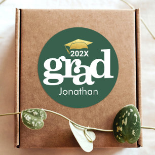 Groen Goud Afstuderen Vet Typografie Modern Ronde Sticker