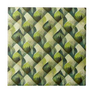Groen Goud Art Deco Geometrisch Patroon Tegeltje