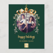 Groen goud bauble foto zakelijke kerstkaart (Voorkant)