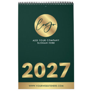 Groen & Goud Bedrijfslogo Merkmarketing 2027 Kalender